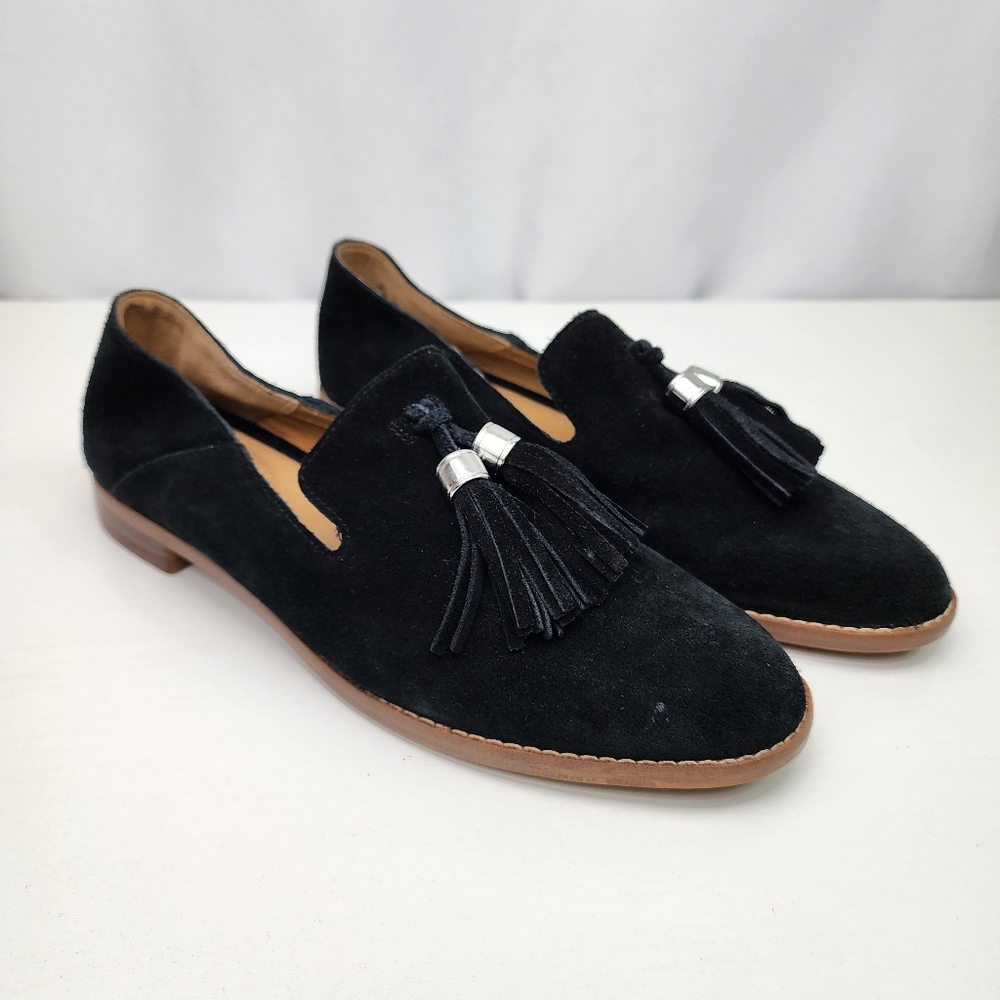 Franco Sarto Women's Black Hadden Tassel Loafer Shoes Size 6.5
